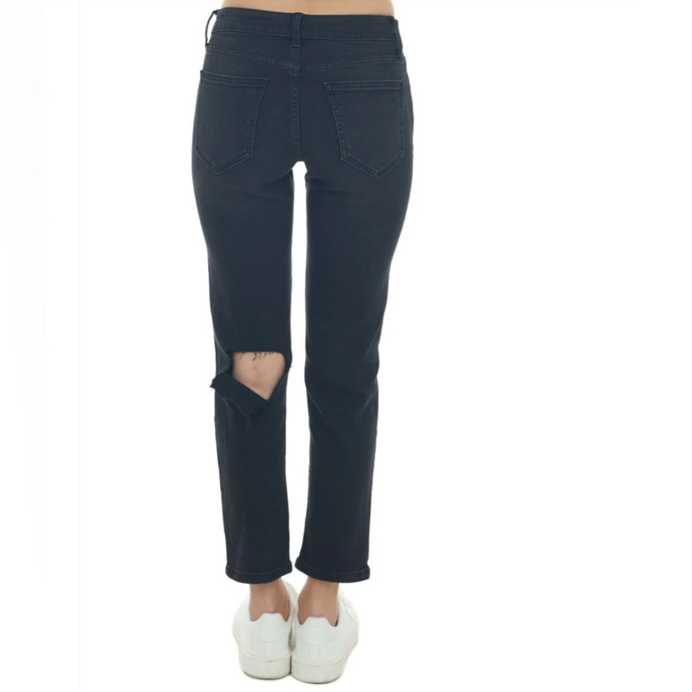 Cello Black Mid Rise Slit Knee Boyfriend Jeans Size 7 NWT - Picture 2 of 4